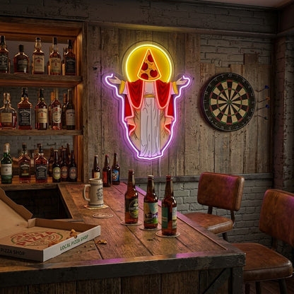 ShineNeon™ Holy Pizza Slice Head Divine Neon Sign USB Power - Shineneon