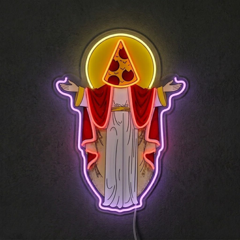 ShineNeon™ Holy Pizza Slice Head Divine Neon Sign USB Power - Shineneon