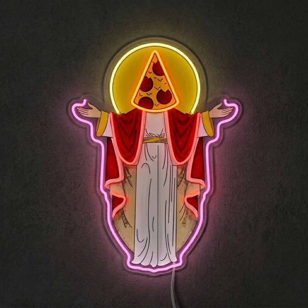 ShineNeon™ Holy Pizza Slice Head Divine Neon Sign USB Power - Shineneon