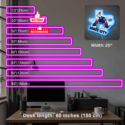 ShineNeon™ Houston Space City Texas Bull LED Neon Sign Multi - Color Sport Cave Vibe USB Power - Shineneon