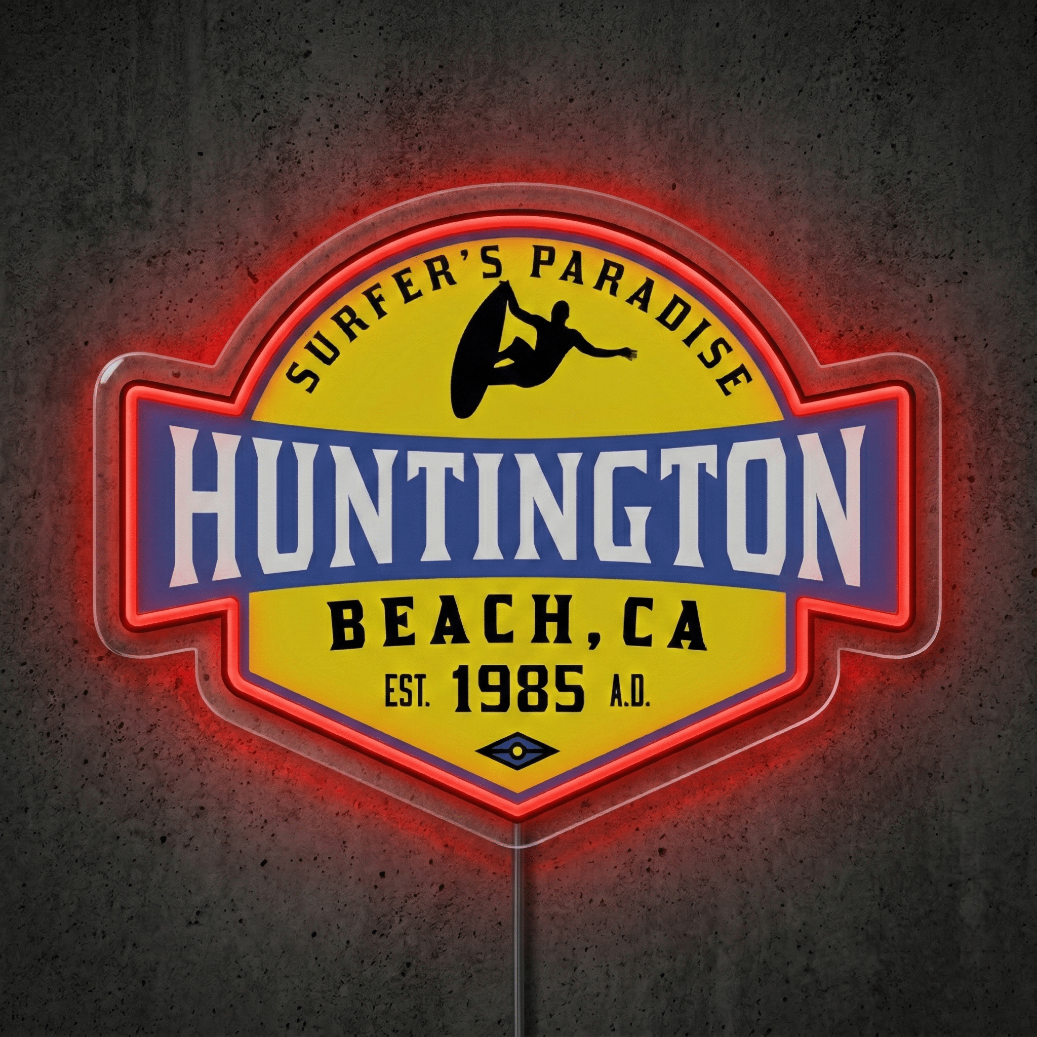 ShineNeon™ Huntington Beach CA Surfers Paradise LED Neon Sign - Retro Wall Decor USB Powered - Shineneon