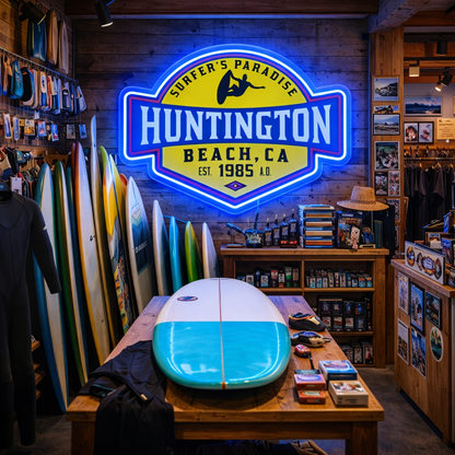 ShineNeon™ Huntington Beach CA Surfers Paradise LED Neon Sign - Retro Wall Decor USB Powered - Shineneon