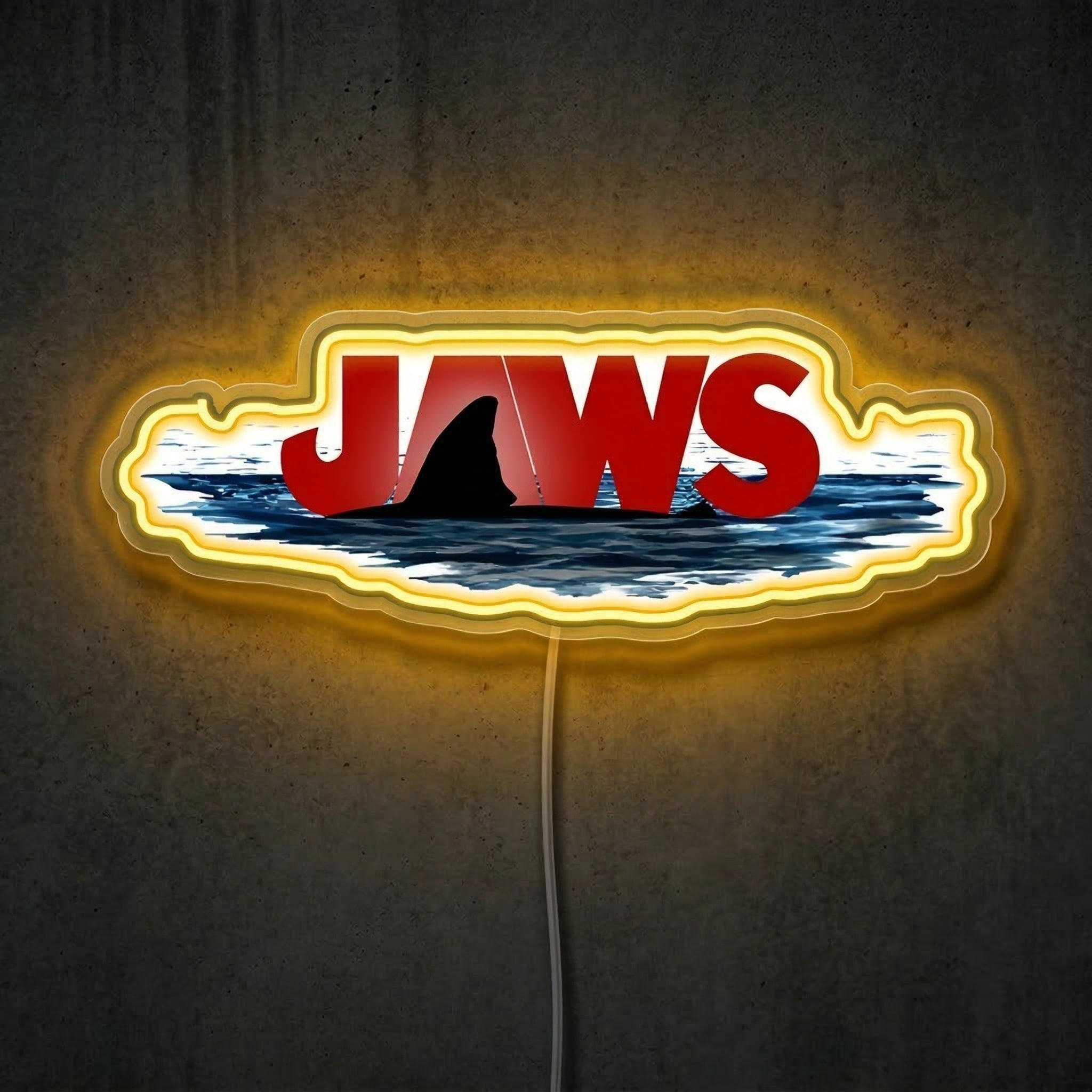 ShineNeon™ JAWS Movie Poster Neon Sign Shark Fin Cinematic Wall Art Decor USB Power Neon Sign - Shineneon