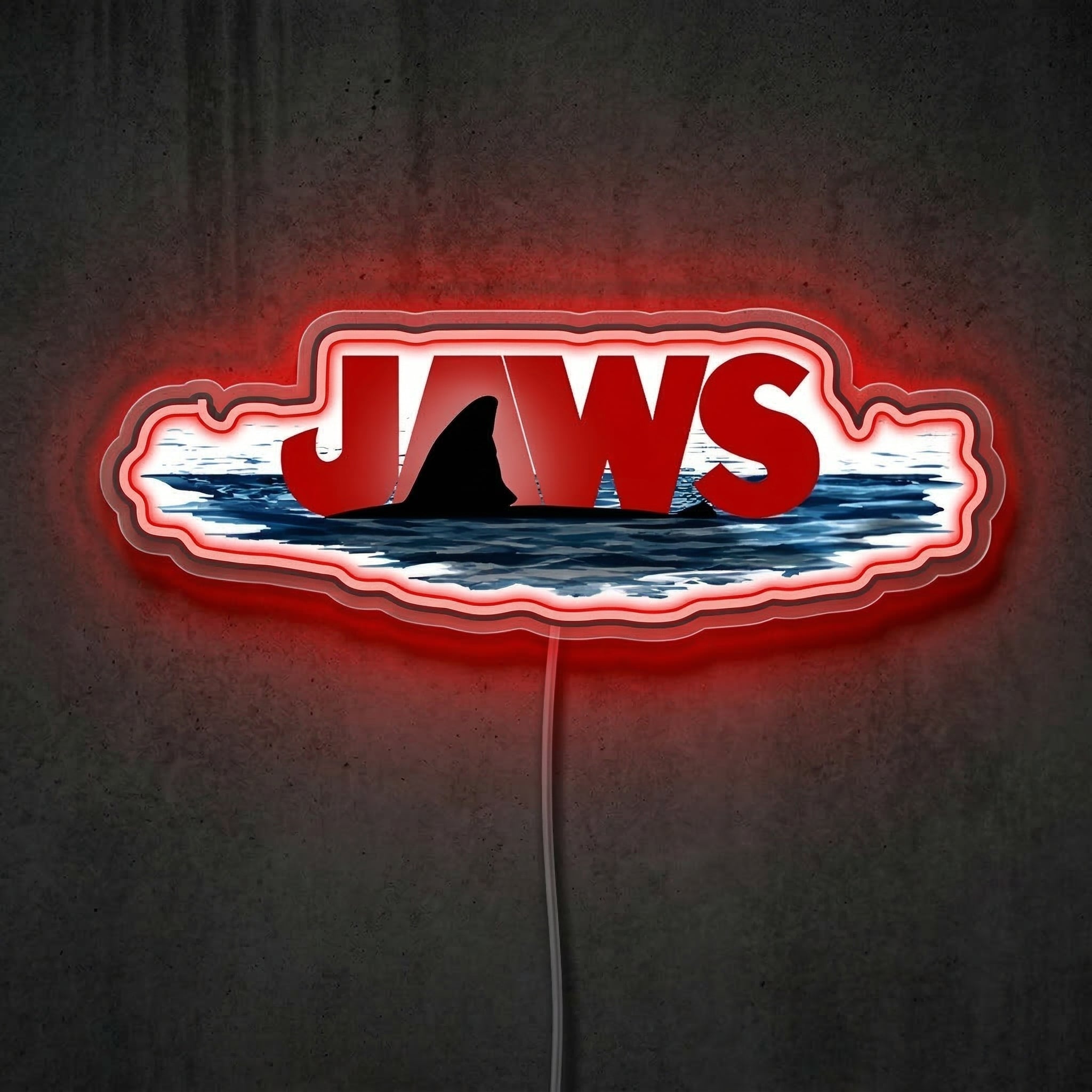 ShineNeon™ JAWS Movie Poster Neon Sign Shark Fin Cinematic Wall Art Decor USB Power Neon Sign - Shineneon