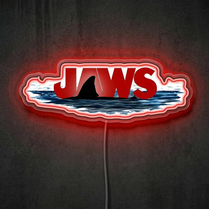 ShineNeon™ JAWS Movie Poster Neon Sign Shark Fin Cinematic Wall Art Decor USB Power Neon Sign - Shineneon