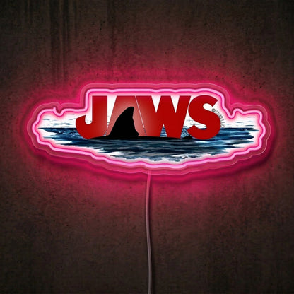 ShineNeon™ JAWS Movie Poster Neon Sign Shark Fin Cinematic Wall Art Decor USB Power Neon Sign - Shineneon
