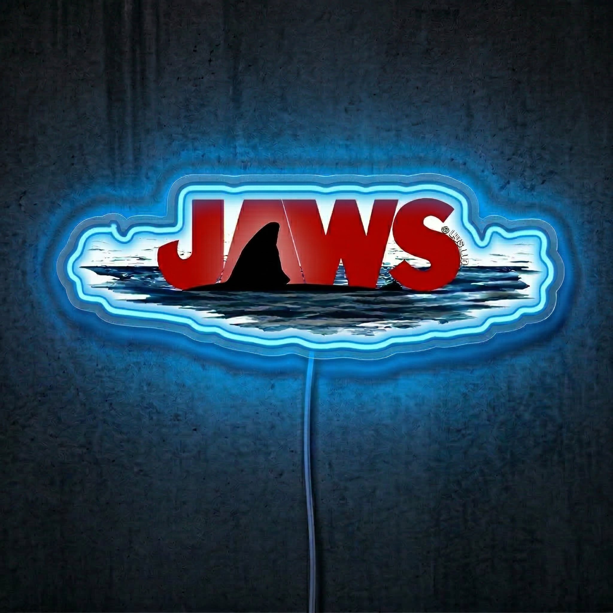 ShineNeon™ JAWS Movie Poster Neon Sign Shark Fin Cinematic Wall Art Decor USB Power Neon Sign - Shineneon