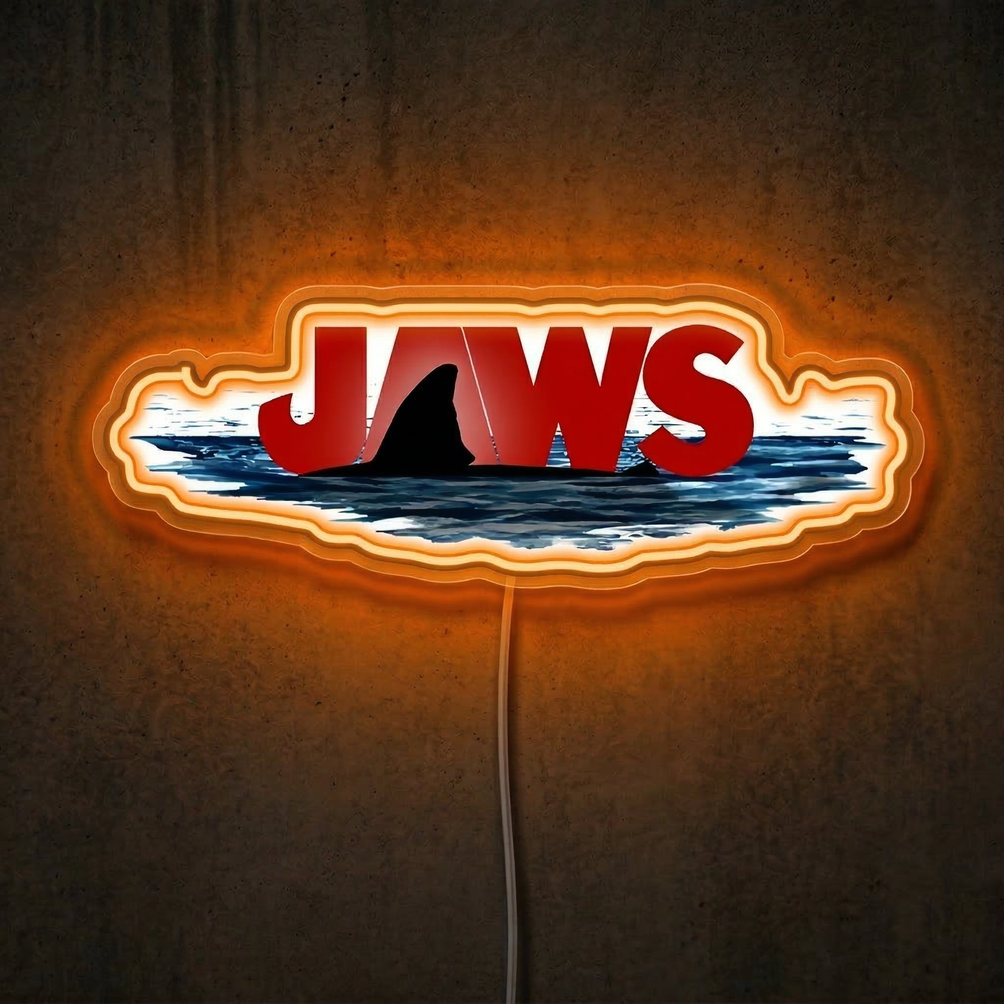 ShineNeon™ JAWS Movie Poster Neon Sign Shark Fin Cinematic Wall Art Decor USB Power Neon Sign - Shineneon