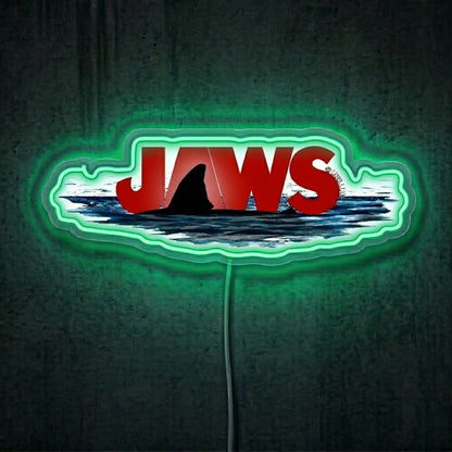 ShineNeon™ JAWS Movie Poster Neon Sign Shark Fin Cinematic Wall Art Decor USB Power Neon Sign - Shineneon