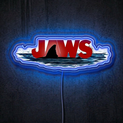 ShineNeon™ JAWS Movie Poster Neon Sign Shark Fin Cinematic Wall Art Decor USB Power Neon Sign - Shineneon