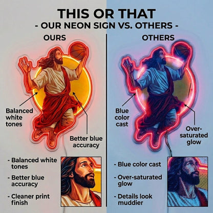 ShineNeon™ Jesus Basketball Neon Sign Holy Hoops Art for Man Cave USB Power - Shineneon