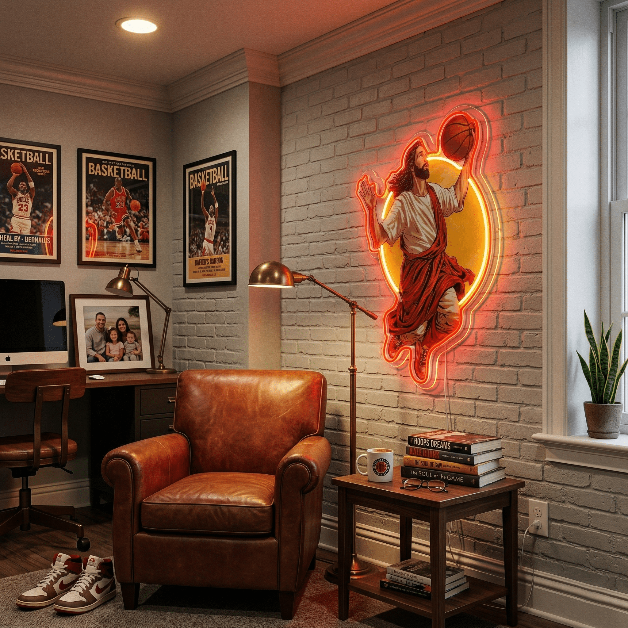ShineNeon™ Jesus Basketball Neon Sign Holy Hoops Art for Man Cave USB Power - Shineneon