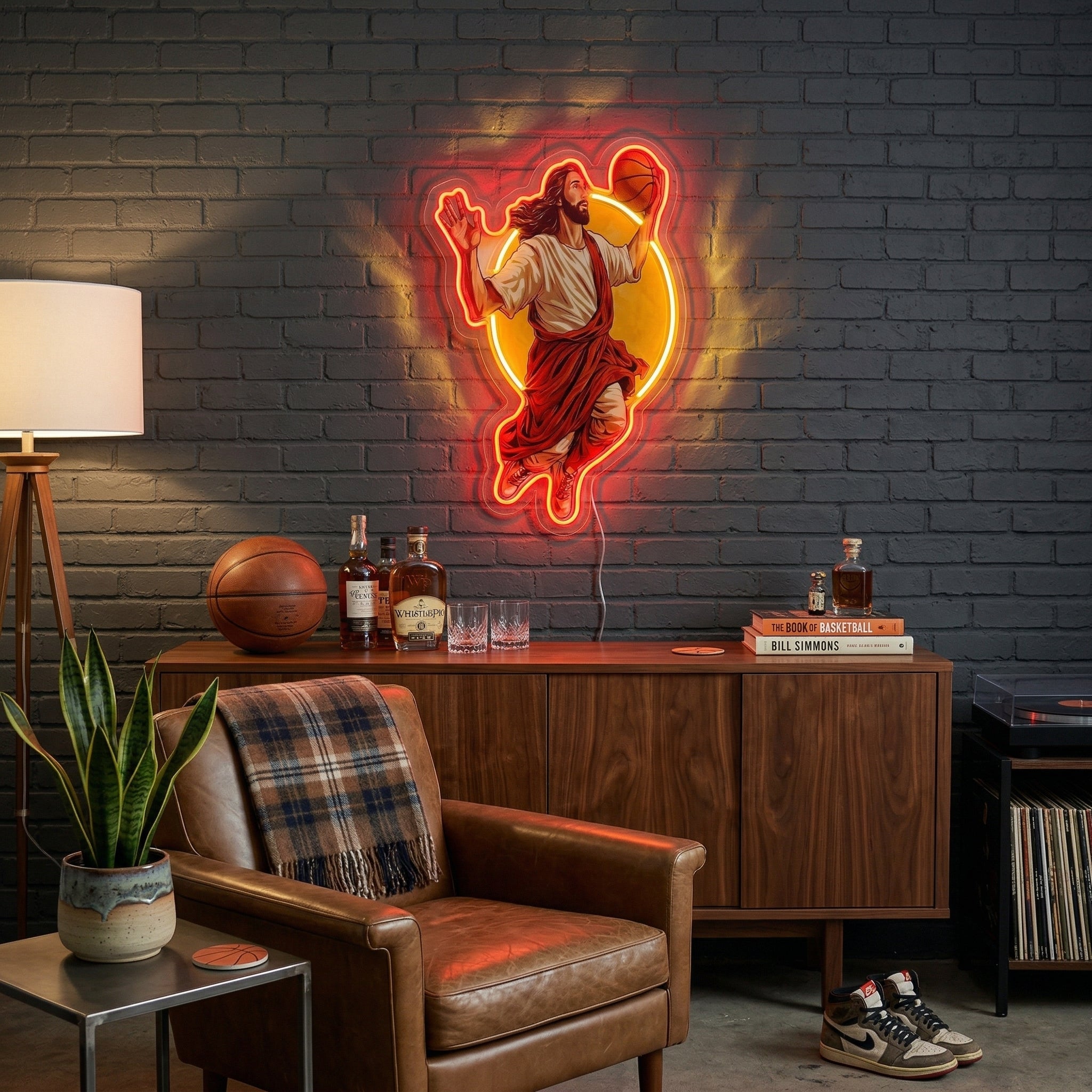 ShineNeon™ Jesus Basketball Neon Sign Holy Hoops Art for Man Cave USB Power - Shineneon