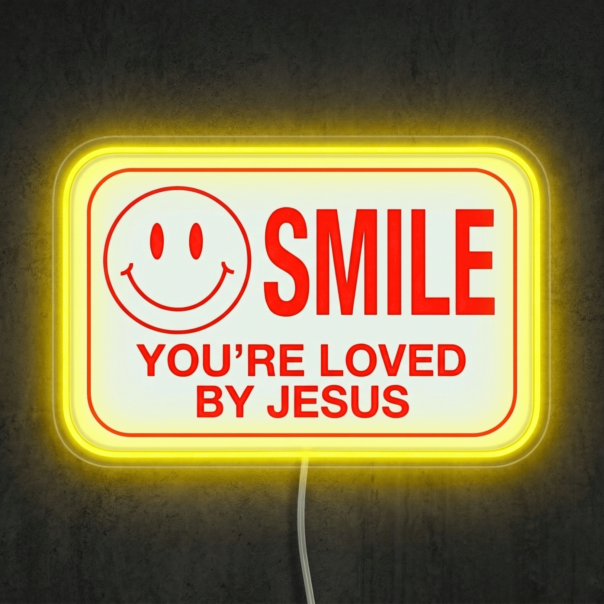 ShineNeon™ Jesus Loves You Smile LED Neon Sign Home Wall Faith Decor USB Powered - Shineneon