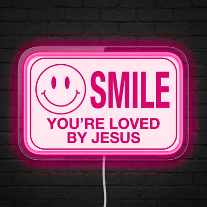 ShineNeon™ Jesus Loves You Smile LED Neon Sign Home Wall Faith Decor USB Powered - Shineneon