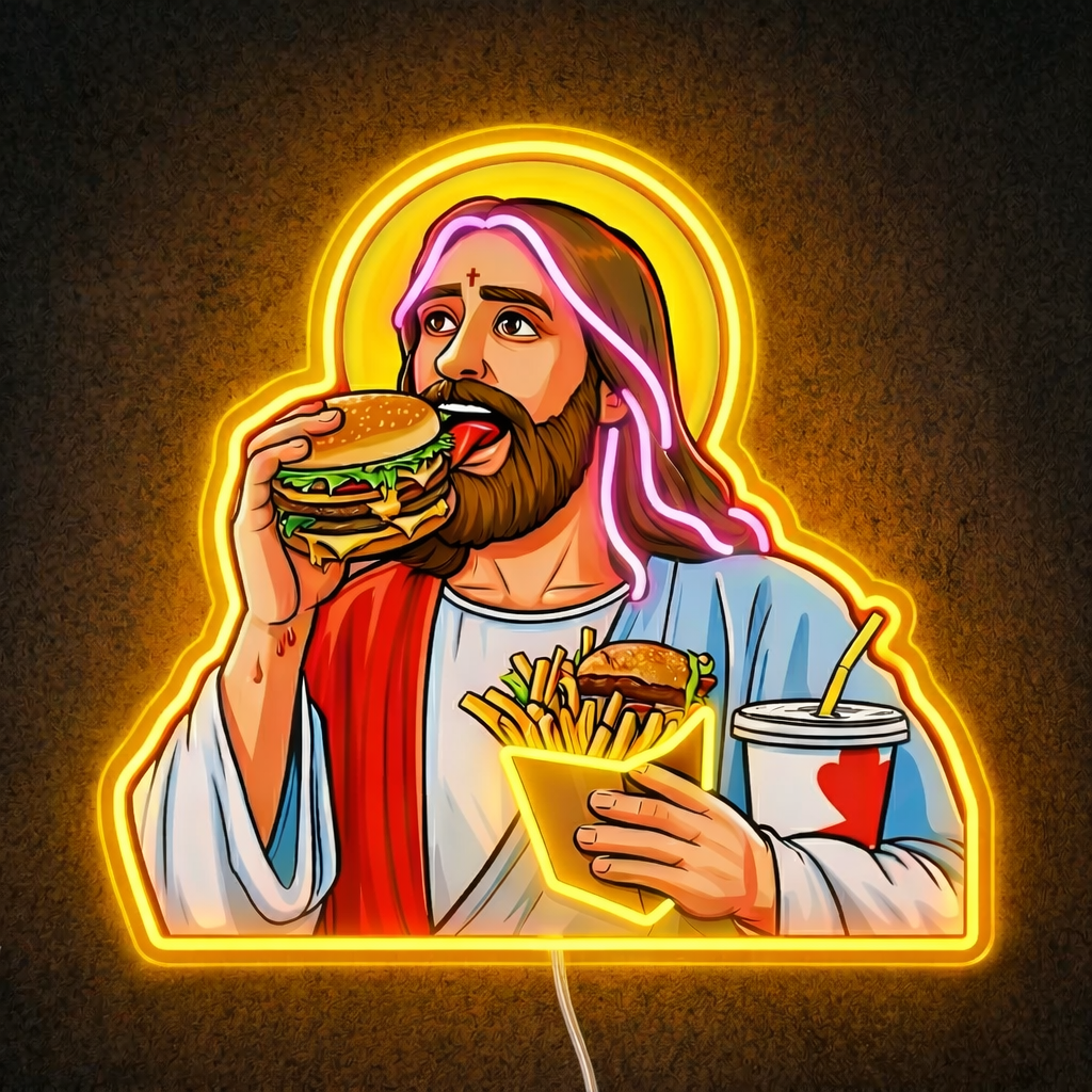 ShineNeon™ Jesus Snacks Pop Art Neon Sign USB Power - Shineneon
