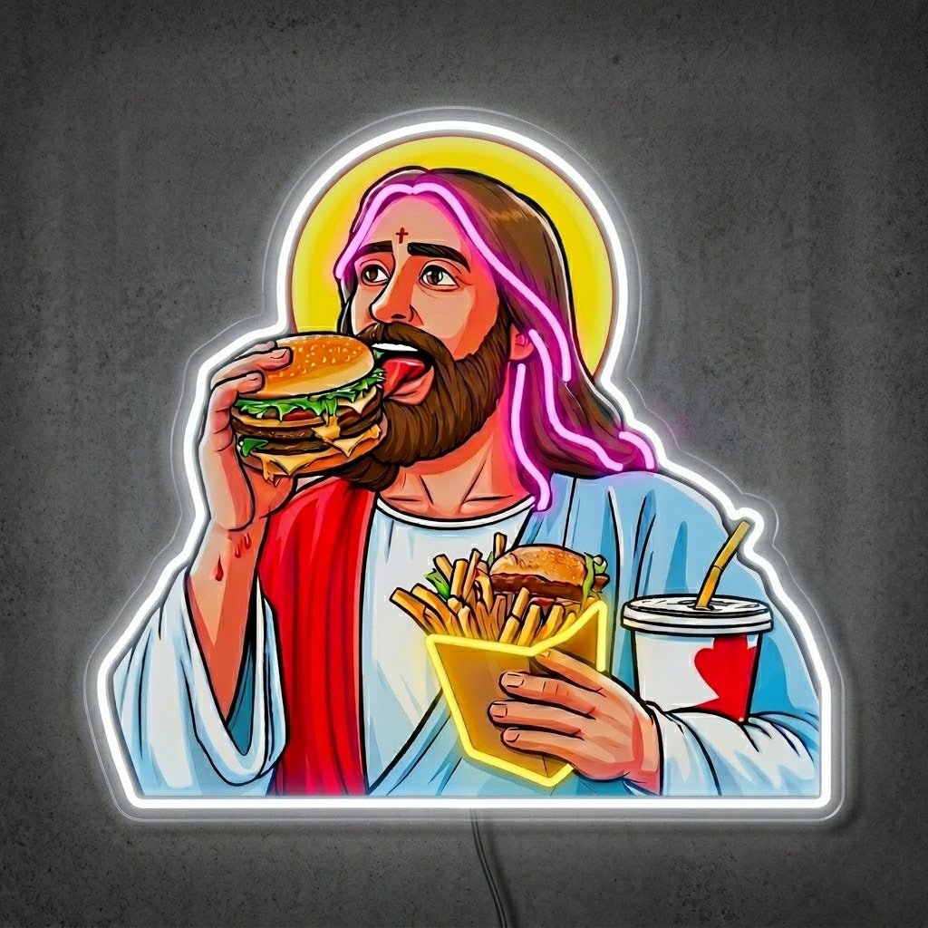 ShineNeon™ Jesus Snacks Pop Art Neon Sign USB Power - Shineneon