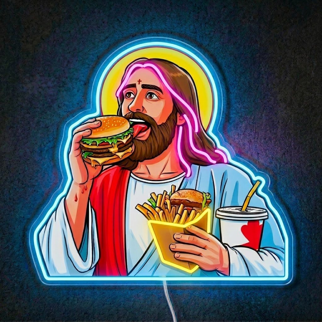 ShineNeon™ Jesus Snacks Pop Art Neon Sign USB Power - Shineneon