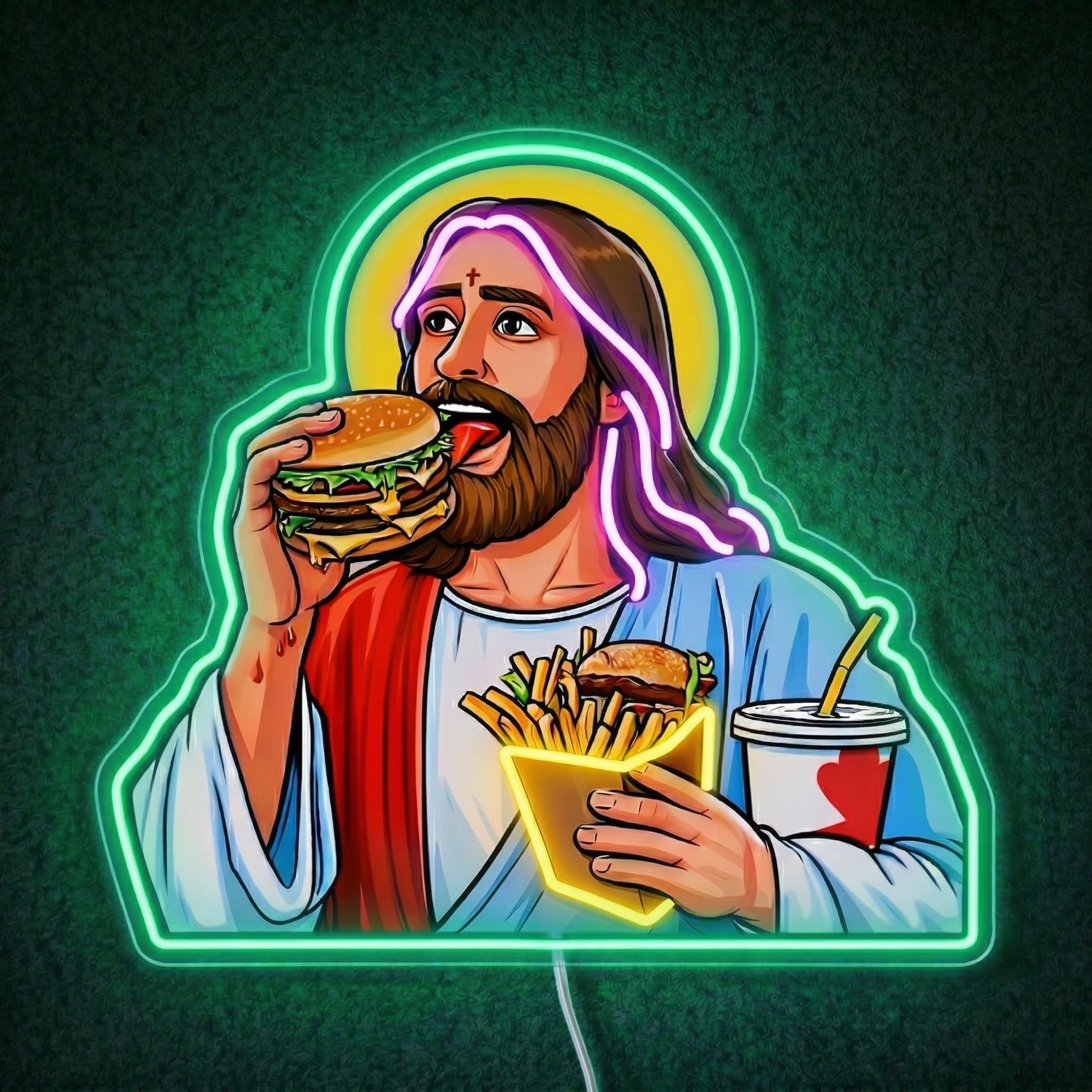 ShineNeon™ Jesus Snacks Pop Art Neon Sign USB Power - Shineneon