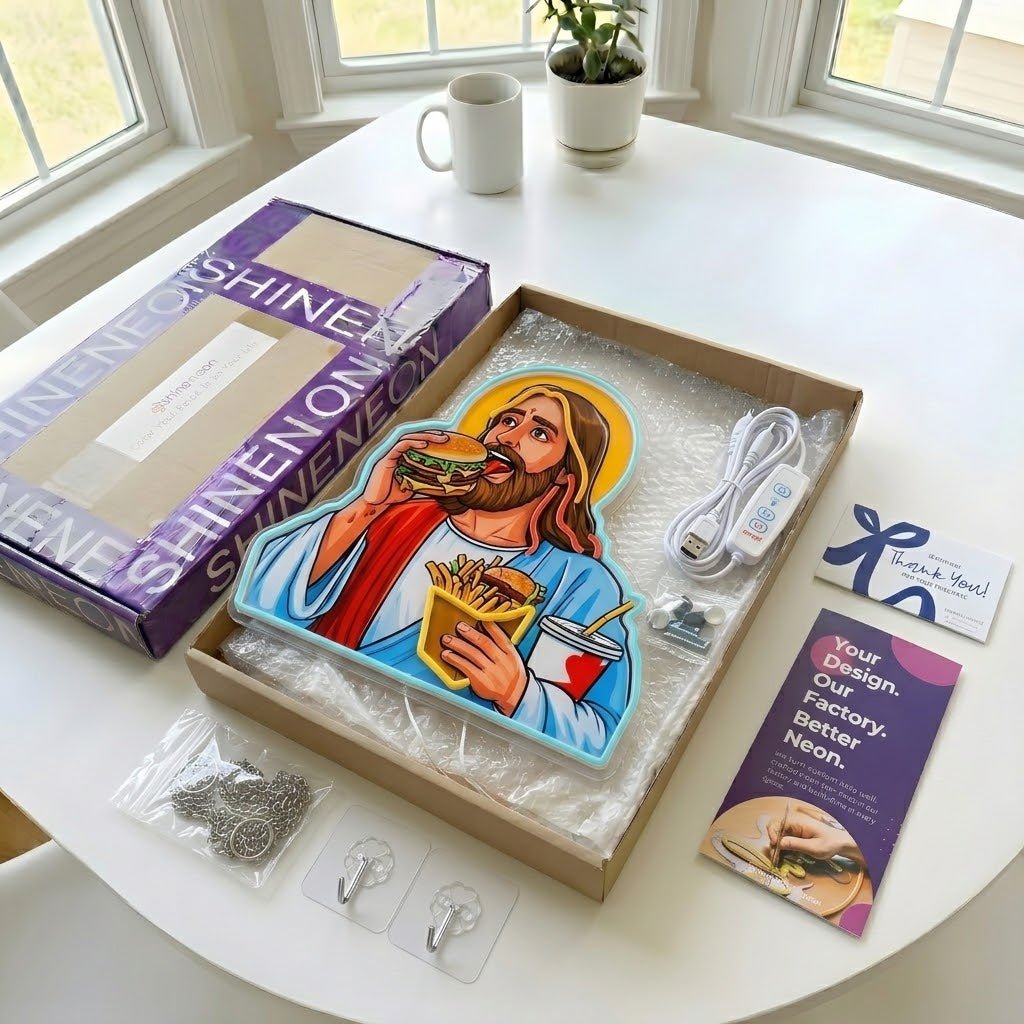 ShineNeon™ Jesus Snacks Pop Art Neon Sign USB Power - Shineneon