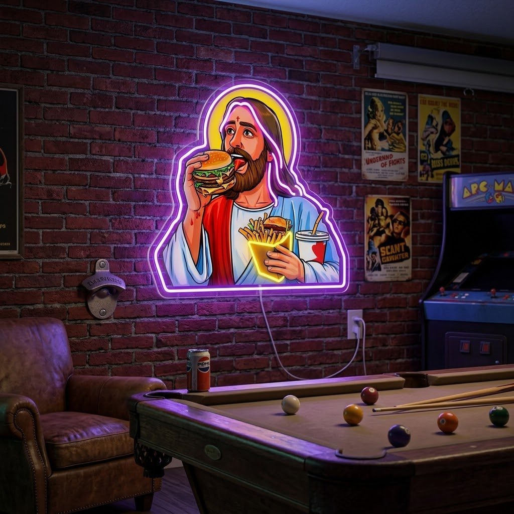 ShineNeon™ Jesus Snacks Pop Art Neon Sign USB Power - Shineneon