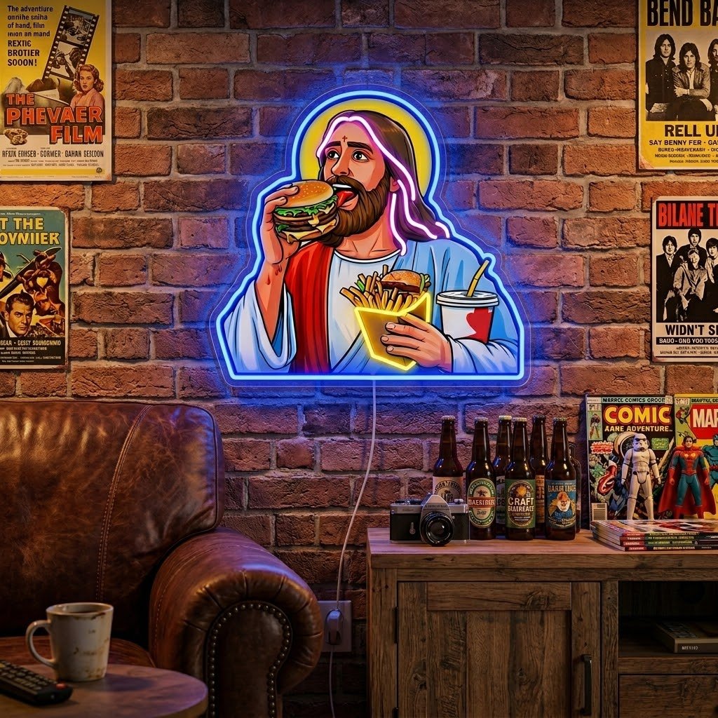 ShineNeon™ Jesus Snacks Pop Art Neon Sign USB Power - Shineneon