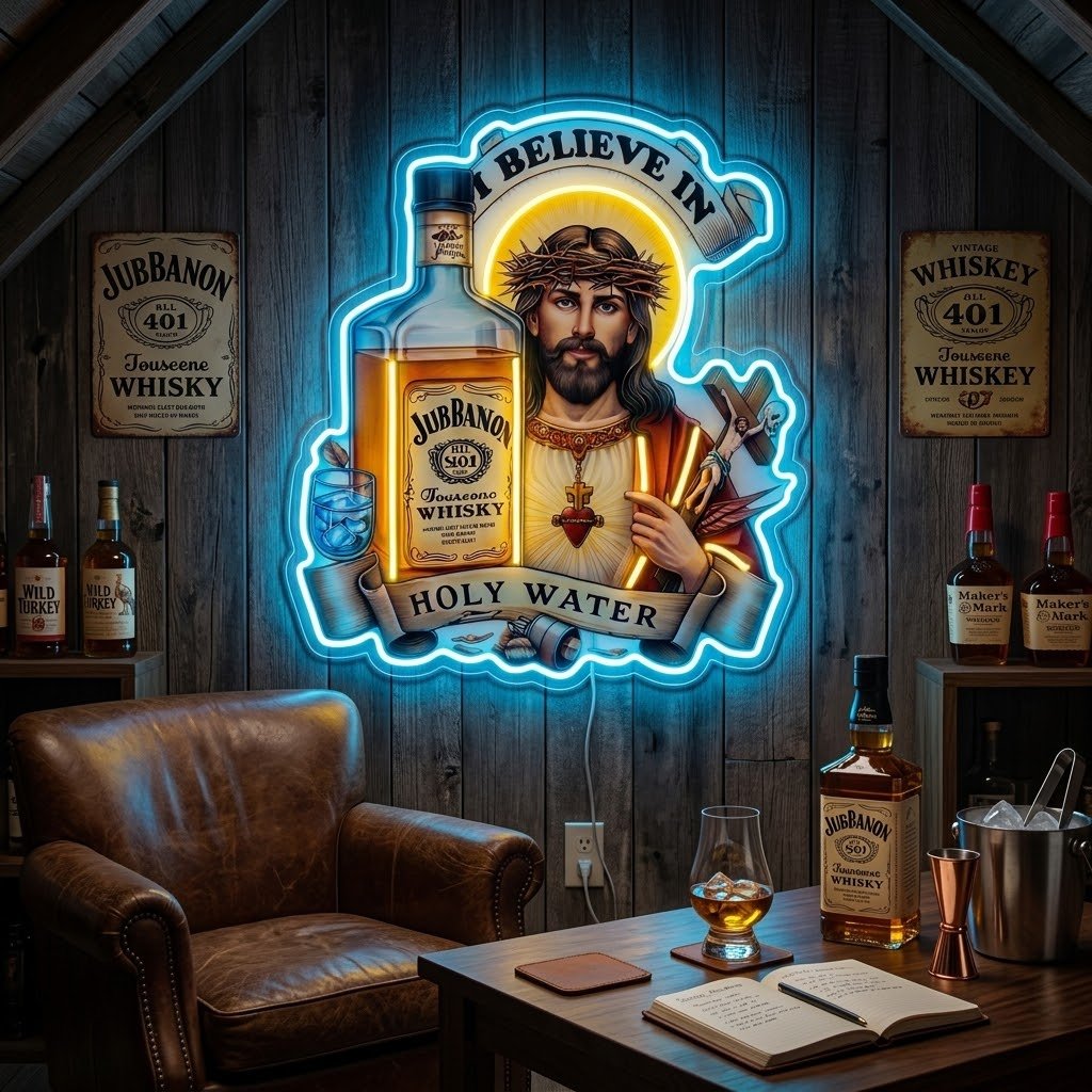 ShineNeon™ Jesus Whiskey Label Neon Sign USB Power - Shineneon