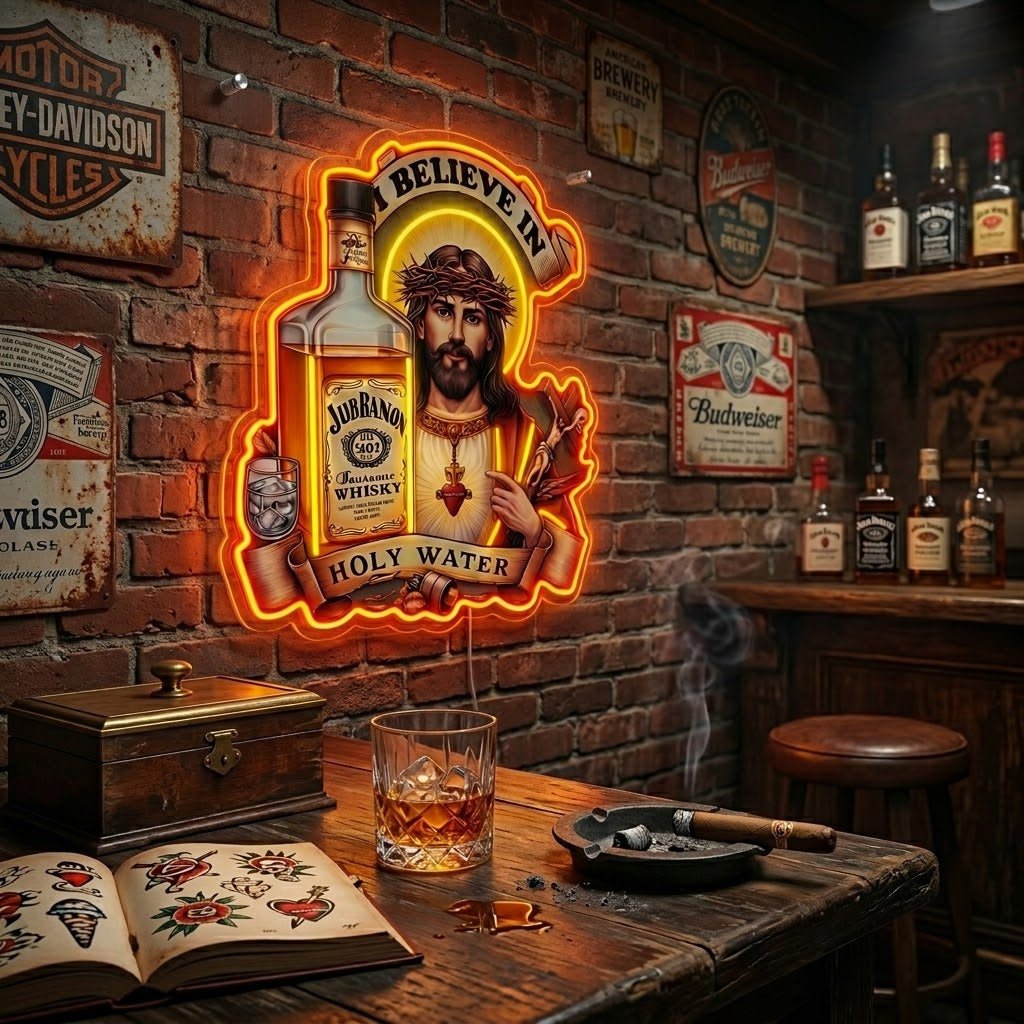 ShineNeon™ Jesus Whiskey Label Neon Sign USB Power - Shineneon