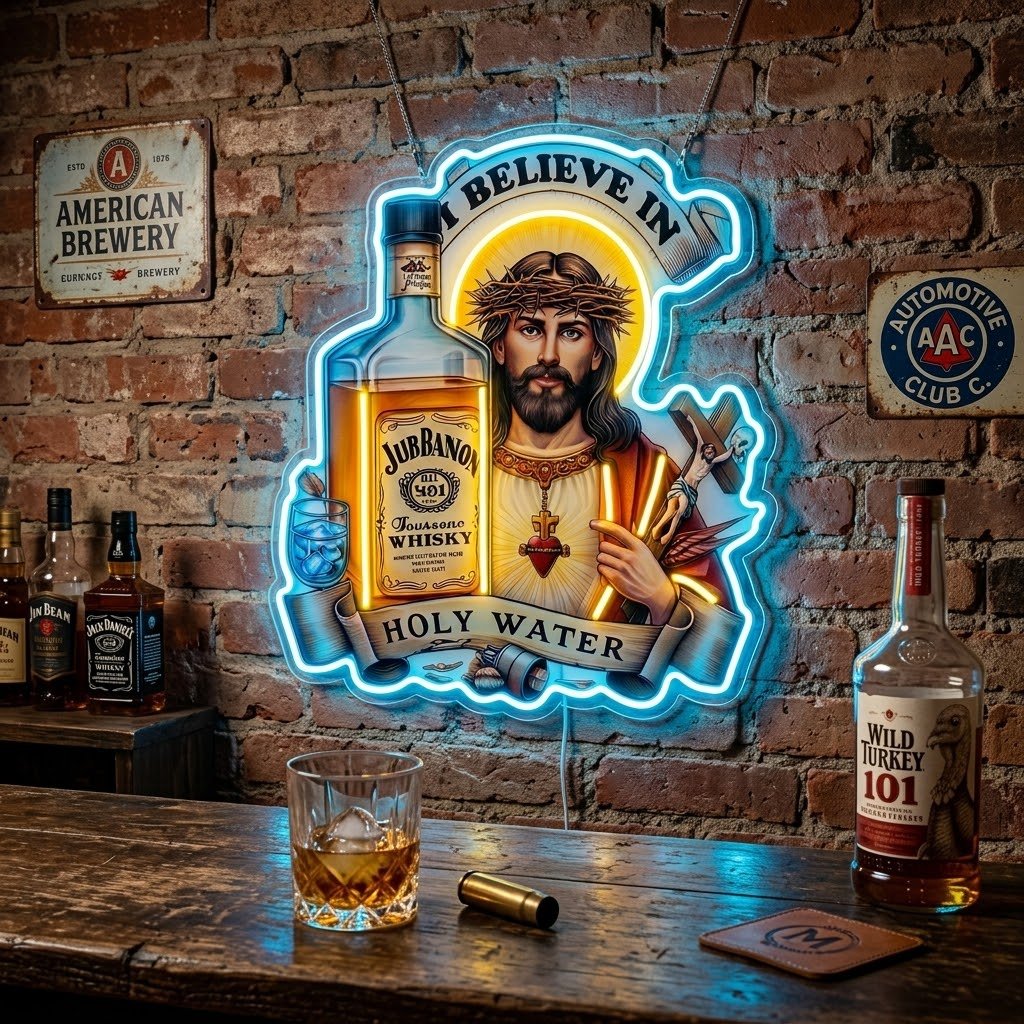 ShineNeon™ Jesus Whiskey Label Neon Sign USB Power - Shineneon