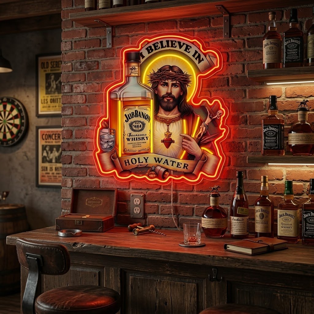 ShineNeon™ Jesus Whiskey Label Neon Sign USB Power - Shineneon