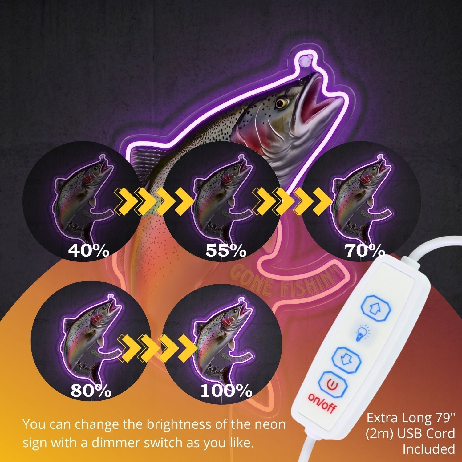 ShineNeon™ Jumping Trout Action neon sign USB Power - Shineneon