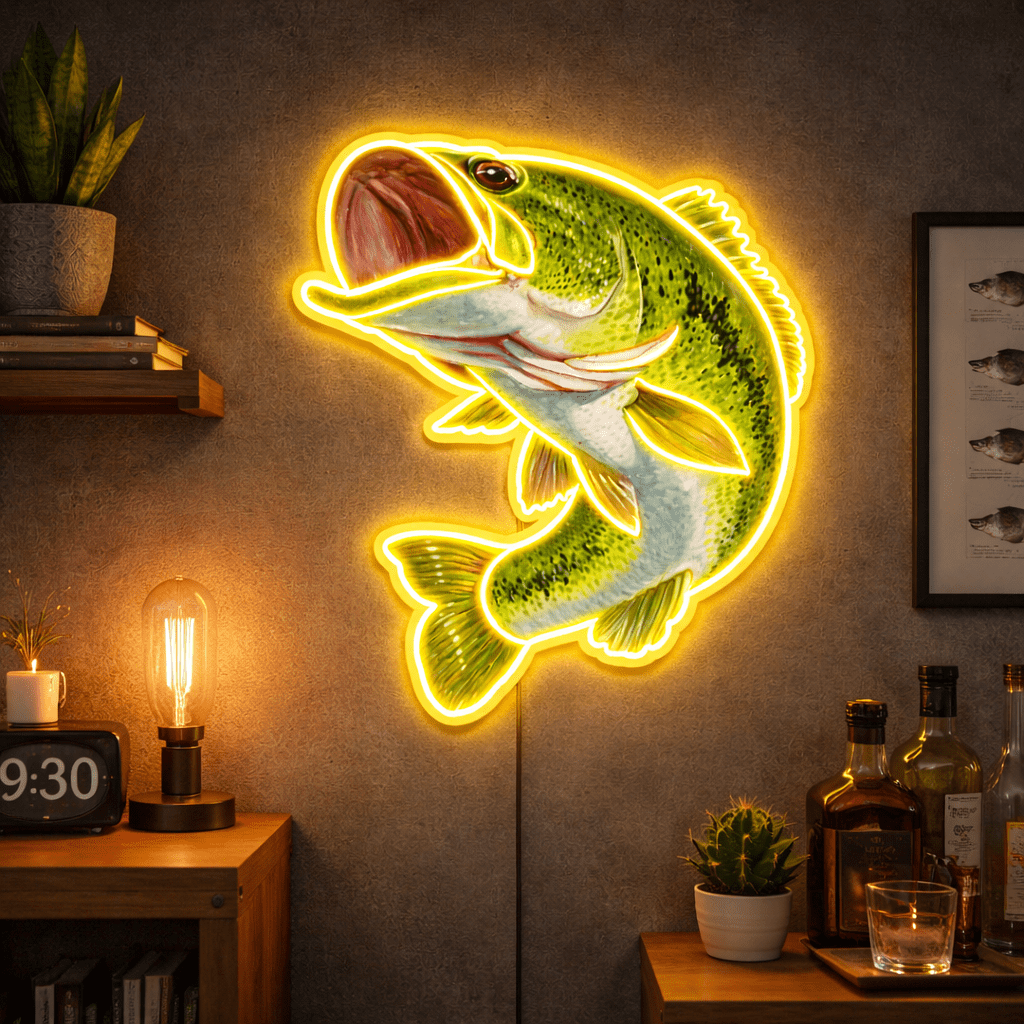 ShineNeon™ Largemouth Bass Fishing LED Neon Sign - Vivid Angler Cave & Cabin Wall Decor - Shineneon