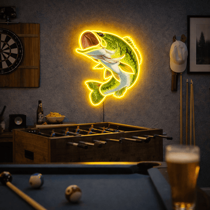 ShineNeon™ Largemouth Bass Fishing LED Neon Sign - Vivid Angler Cave & Cabin Wall Decor - Shineneon