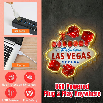 ShineNeon™ Las Vegas Dice neon sign USB Power - Shineneon