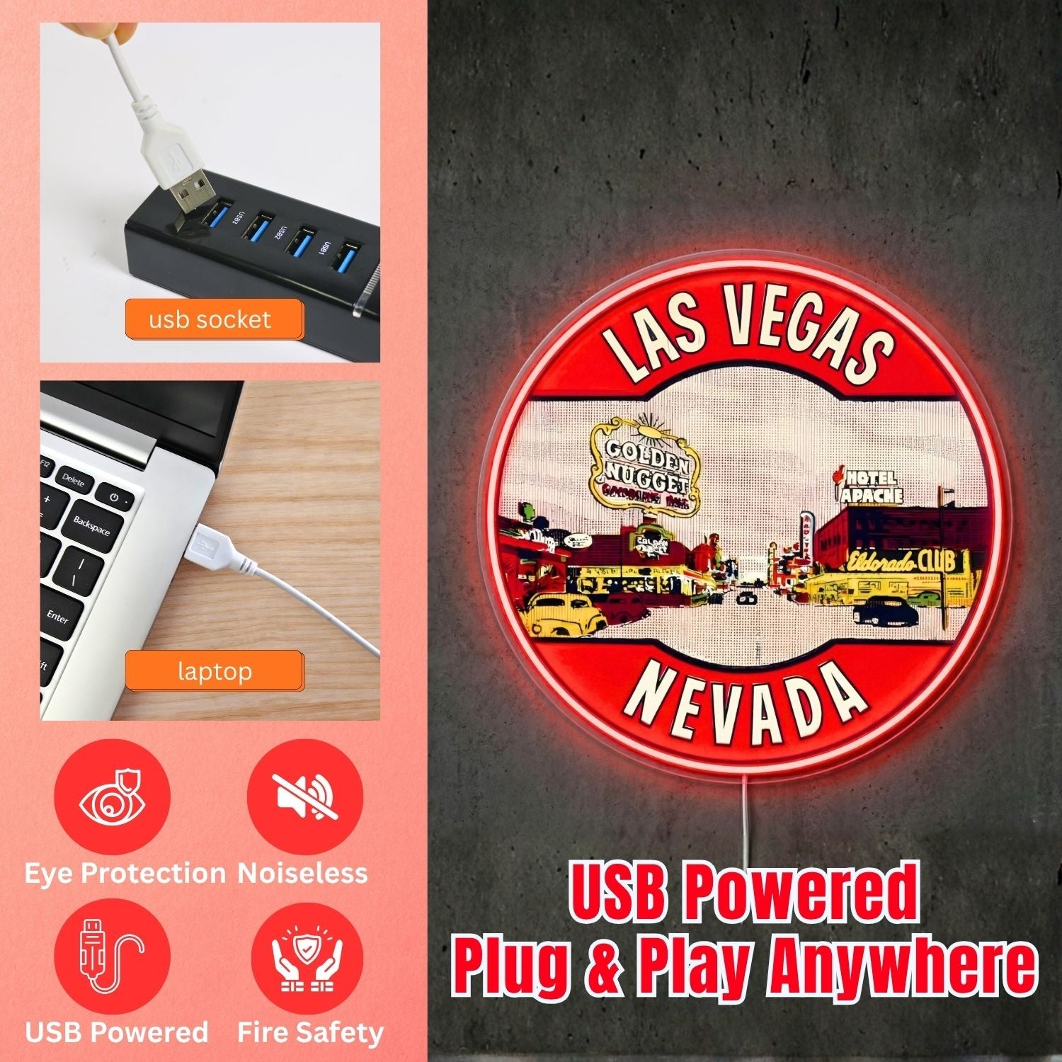 ShineNeon™ Las Vegas Skyline neon sign USB Power - Shineneon