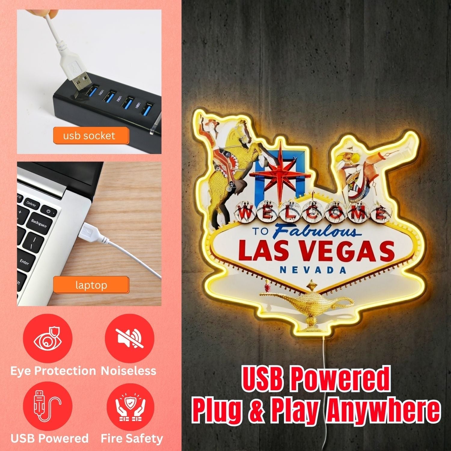 ShineNeon™ Las Vegas Western Icons neon sign USB Power - Shineneon