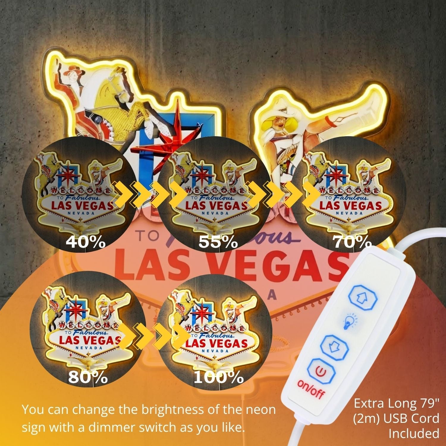 ShineNeon™ Las Vegas Western Icons neon sign USB Power - Shineneon