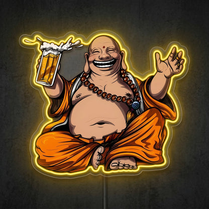 ShineNeon™ Laughing Buddha Beer Neon Sign Zen Garden Bar Decor USB Power Neon Sign - Shineneon