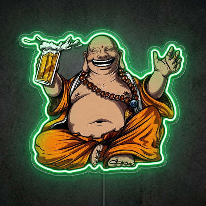 ShineNeon™ Laughing Buddha Beer Neon Sign Zen Garden Bar Decor USB Power Neon Sign - Shineneon