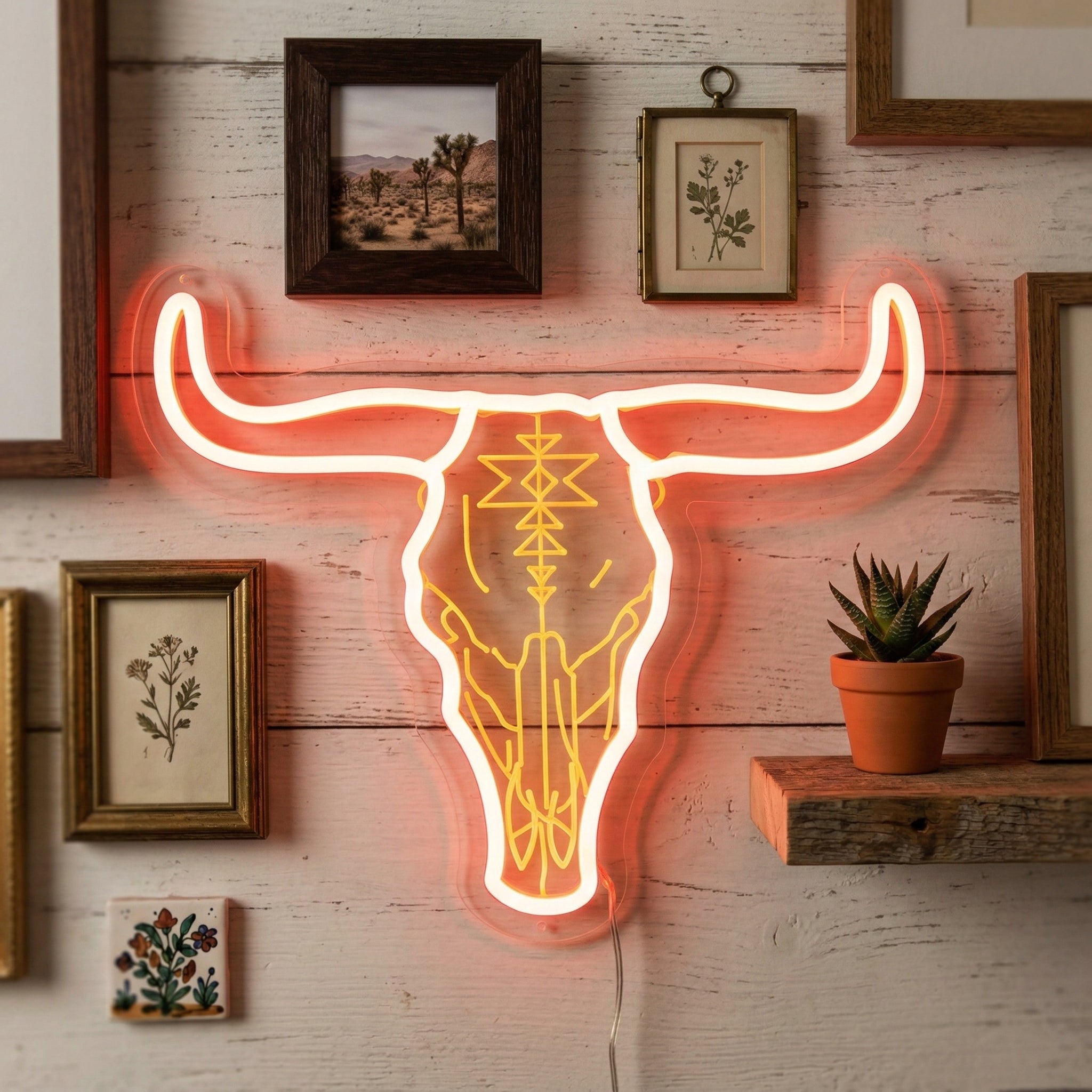 ShineNeon™ Longhorn Bull Skull LED Neon Sign - Rustic Western Wall Decor for Bar & Man Cave - Shineneon