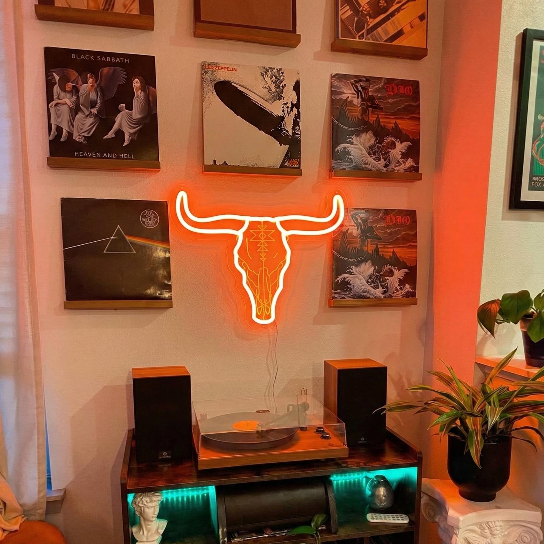 ShineNeon™ Longhorn Bull Skull LED Neon Sign - Rustic Western Wall Decor for Bar & Man Cave - Shineneon