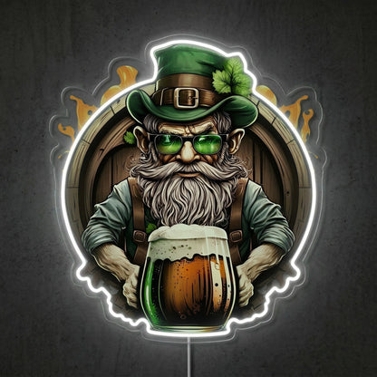 ShineNeon™ Lucky Leprechaun Beer Barrel Neon Sign St. Patrick’s Day Man Cave Decor USB Power - Shineneon