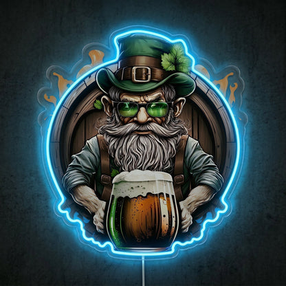ShineNeon™ Lucky Leprechaun Beer Barrel Neon Sign St. Patrick’s Day Man Cave Decor USB Power - Shineneon