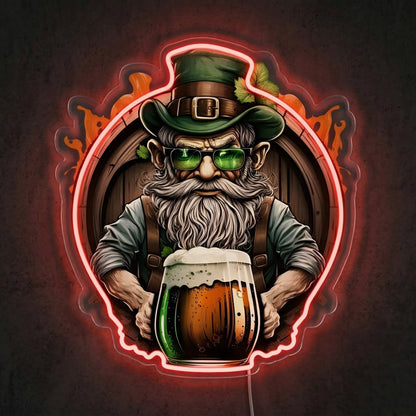 ShineNeon™ Lucky Leprechaun Beer Barrel Neon Sign St. Patrick’s Day Man Cave Decor USB Power - Shineneon