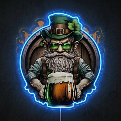 ShineNeon™ Lucky Leprechaun Beer Barrel Neon Sign St. Patrick’s Day Man Cave Decor USB Power - Shineneon