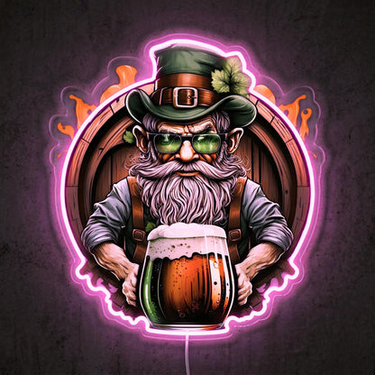 ShineNeon™ Lucky Leprechaun Beer Barrel Neon Sign St. Patrick’s Day Man Cave Decor USB Power - Shineneon