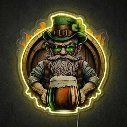 ShineNeon™ Lucky Leprechaun Beer Barrel Neon Sign St. Patrick’s Day Man Cave Decor USB Power - Shineneon