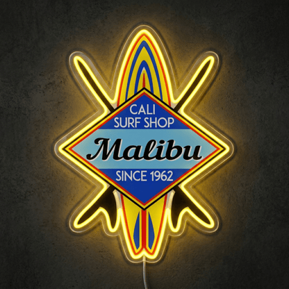 ShineNeon™ Malibu Cali Surf Shop LED Neon Sign - Retro Beach Vibe Wall Decor (USB Powered) - Shineneon