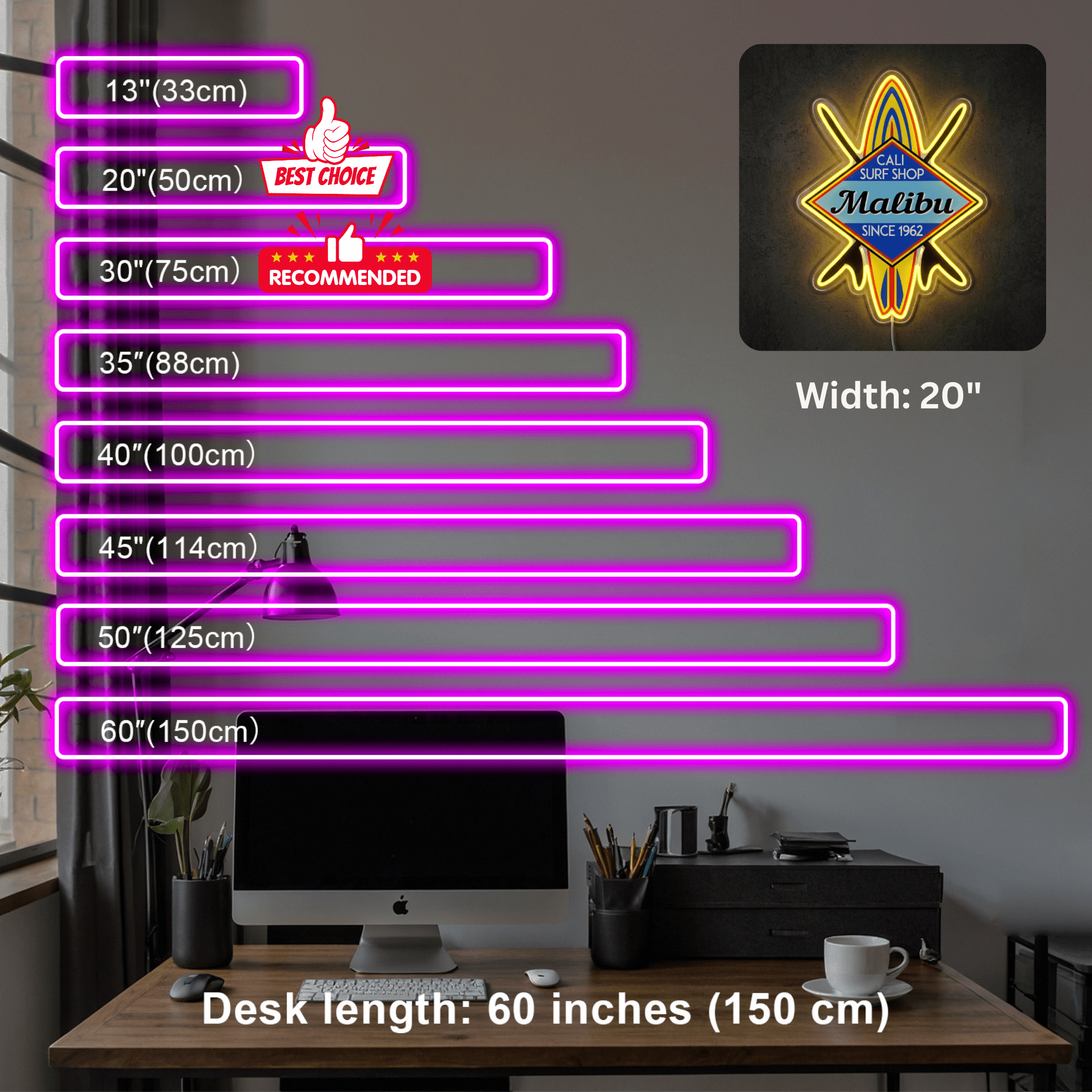 ShineNeon™ Malibu Cali Surf Shop LED Neon Sign - Retro Beach Vibe Wall Decor (USB Powered) - Shineneon