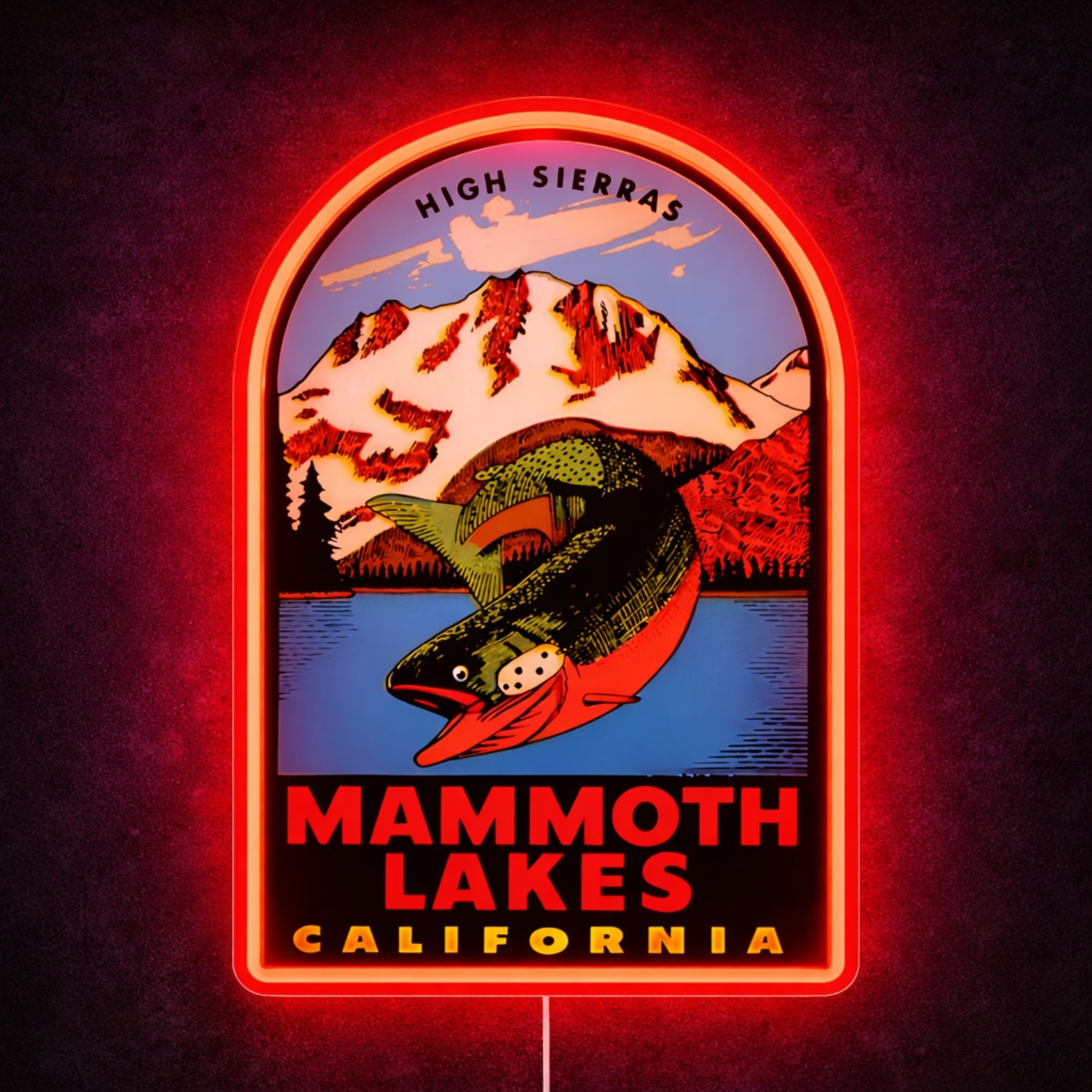 ShineNeon™ Mammoth Lakes California LED Neon Sign High Sierras Fishing Decor USB Power - Shineneon